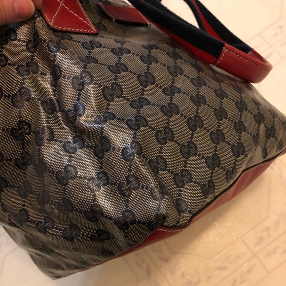 Gucci GG Pattern Navy Coating Canvas Shoulder Tote Bag - Picture 9 of 15